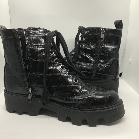 ASH Patent Leather Chunky Combat Boots - Picture 6 of 11